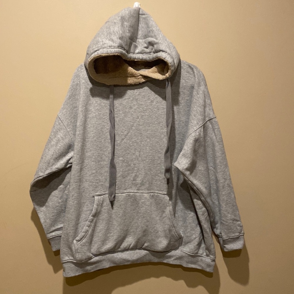 Oversized Aerie faux fur lined hood hoodie